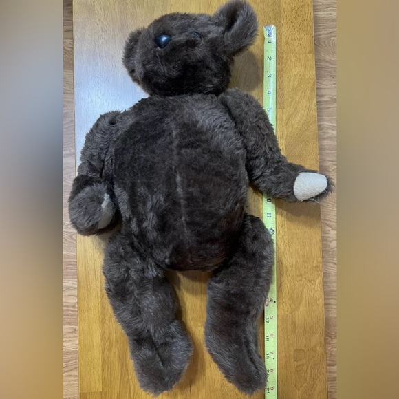 Vtg Holiday Teddy Bear Chocolate Brown Fully Jointed Posable 12”-22” Christmas - Picture 5 of 11